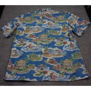 Reyn Spooner 2021 MELE KALIKIMAKA SHIRT Mens 3XL  Surfing Santa Blue Hawaiian